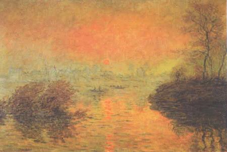 Claude Monet Sunset at Lavacourt